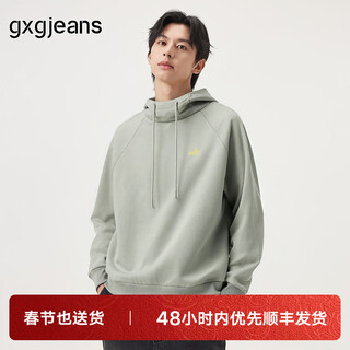 Gxgjeans men's clothing gray green fun print loose fashion hooded sweatshirt pullover men's 25 winter new product gray green s