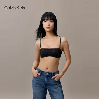 Calvin klein underwear black label series 26 spring and summer new women's ck sexy lace non-wired thin padded tube top bra ub1-space black s
