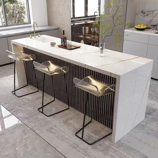 Fantasy sideboard bar table dining table integrated open island cabinet separate bar 100x60x100 solid wood panel inside and marble outside fully covered