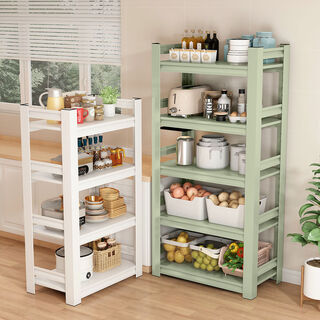 Fantasy kitchen rack floor-standing multi-layer pot storage rack fruit and vegetable storage rack microwave oven dinner rack gray green 3-layer + 80cm high (priority for collection and purchase) length 90 width 50cm thickened carbon steel