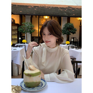 Pusumede, французская романтическая рубашка с ремешками из лиоцелла, женская дизайнерская рубашка с пышными рукавами, светло-абрикосового цвета (настоящий комплект из двух предметов), предварительная продажа s