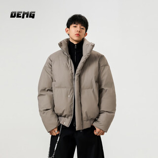 Oemg thickened leather and cotton clothing for men in autumn and winter trendy brand warm tops jackets with stand collar american retro versatile jacket gray high quality 3xl recommended 150-170jin jin equals 0.5 kg