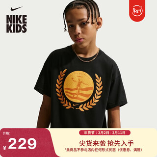 Nike (nike) nike james big children's loose t-shirt spring new casual knitted cotton for boys and girls nike iq0257 010 black 135 xs