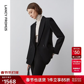 Langzi french wool commuter professional suit jacket black short suit formal temperament
