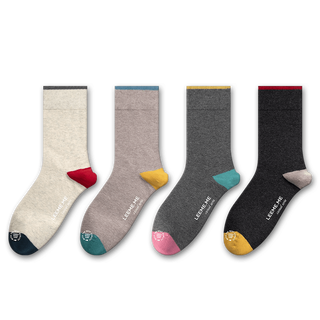 Le ponnine grain rice women's mid-calf socks contrast color two-color heels new autumn and winter socks deodorant sports black gray 1, medium gray 1, khaki 1, white gray 1 one-size-fits-all women (35-39)