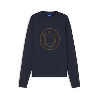 Boss men's sweatshirt breathable and comfortable cotton embroidered daily casual top trendy simple dark blue one size fits all | xxlarge