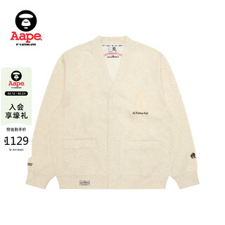 Aape flagship store men's spring and summer letter embroidery american retro sweatshirt cardigan jacket d350xaq bg2/beige s