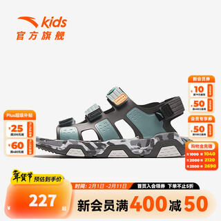 Anta children's sandals men's beach shoes 2024 summer new breathable and comfortable outdoor sports sandals slate gray/fish eye blue/black-3 33