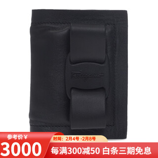 Ferragamo ferragamo women's leather folding card holder wallet 22-0295 0745855 gift black