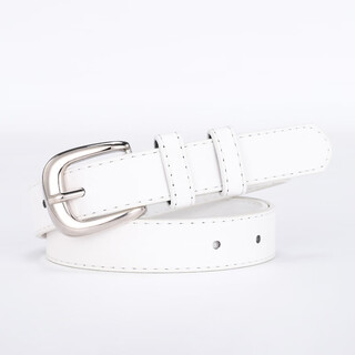 Niche design bright silver pin buckle belt student retro all-match simple jeans with women's belt decoration fashion white