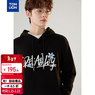 Tonlion 2026 spring couple same size hooded sweatshirt black m