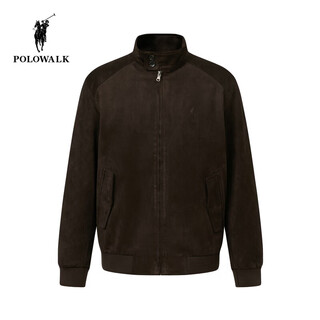 Polowalk men's leather jacket 2025 winter new product 90 goose down retro splicing short zipper down jacket brown coffee m