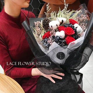 Korean-style pink rose everlasting flower dried flower bouquet for best friend’s birthday gift mother’s day gift box girlfriend shanghai red rose everlasting flower large hand holding height nearly 60cm