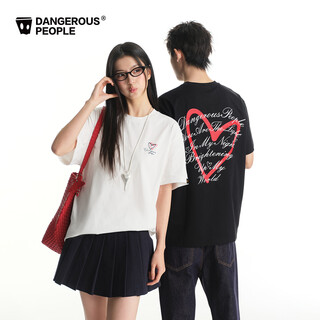 Dangerous people joker xue dsp letter love printed short-sleeved trendy brand cotton off-shoulder couple t-shirt black xl
