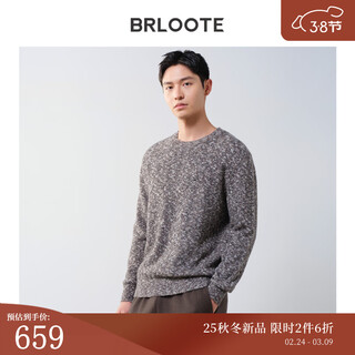 Brloote shopping mall same style men's sweater contains sheep wool warm, fluffy, fashionable floral feel slightly off-shoulder wool sweater for men camel s (165/88a)