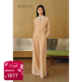 Obbligato olgato 2025 autumn and winter long pointed collar metal buckle suit top light khaki top s