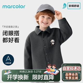 Makale baby corduroy shirt for men and women, casual, comfortable and versatile jacket, dark gray colorful panda 140
