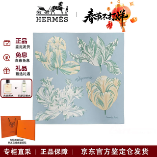 Hermes (hermes) 25 years new tulip mania mulberry silk silk scarf new year gift for girlfriend h894287s 18 glacier blue 42*43cm
