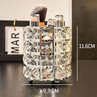 Yusenyi crystal brush storage storage box organizing box brush eyebrow pen bucket makeup brush storage rack silver
