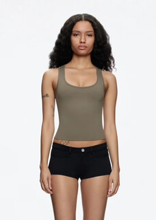 Spot tankair hot girl tight-fitting high elastic square collar i-shaped vest for women fitness quick-drying sports short top gray green m