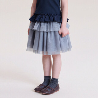 Yoona's mom girls spring new korean fluffy gauze skirt girls 2026 spring and summer soft gauze short skirt trendy gray ready stock 90