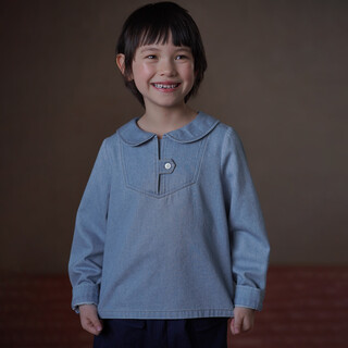 Hacikis children's clothing spring and autumn children's denim tops skin-friendly cotton doll collar shirt girls shirt girls 2026 spring clothing