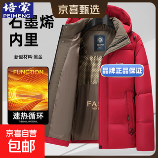Peimeng peimeng 2026 winter men's cotton coat removable hooded middle-aged and elderly dad clothes comfortable and casual new jacket 2858-red 5xl