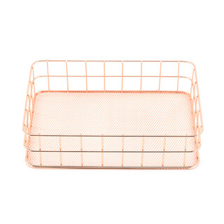 Ins japanese simple storage basket desktop iron small fresh fruit basket cosmetics storage box sundry grid basket rose gold large size