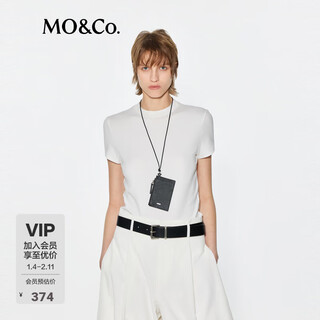 Mo&co. c+ series short-sleeved t-shirt summer high elastic tencel acetate front shoulder mbe2teek07 white l /170
