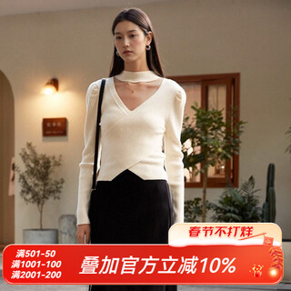 Nishimachi village house (setirom) sweater for women winter new french retro cross-sense hollow slim top ad8112260 white one size