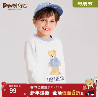 Pawinpaw cartoon bear children's clothing spring boys cartoon print round neck long sleeve children's t-shirt sale ivory/39 130 cm