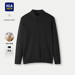 Heilan house sweater men's 25 spring and autumn new light business classic series pure wool lapel top clothes men's sweater black 98 m 170/88a recommended 125~136jin jin equals 0.5 kg
