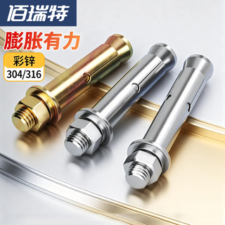 Bairuite (bairuite) 304 stainless steel expansion screw pull explosion screw 316 extended expansion bolt lifting explosion expansion pipe screw m6*100 10 capsules 304