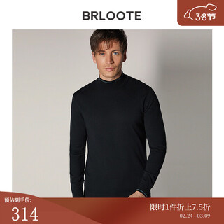 Brloote half-turtle collar cardigan men's soft contrast color jacquard warm versatile sweater winter black 190/108a