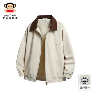 Big mouth monkey (paul frank) american deconstructed color-blocked lapel jacket for men in spring and autumn new fashion brand loose casual versatile simple workwear jacket apricot spring new product m recommended 95-115jin jin equals 0.5 kg