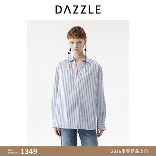 Dazzle long-sleeved shirt 2026 spring cotton blended long-sleeved top for women light blue xs