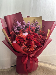 Korean-style pink rose eternal flower dried flower bouquet for best friend’s birthday gift mother’s day gift box girlfriend shanghai red rose eternal upgraded version large hand holding height nearly 60cm