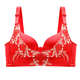 Triumph new year's ben ming nian big red underwear women's bra set no wire thick thick wedding bride push-up adjustable dragon tie-big red-single piece 85c 38 one size