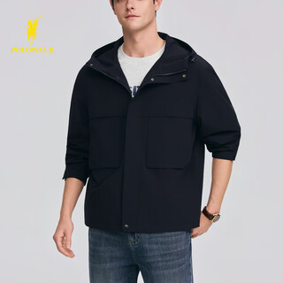Polowalk men's men's jacket 2026 spring new simple hooded outdoor casual men's top jacket navy s s
