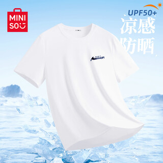 Miniso men's sunscreen t-shirt men's upf50+ mesh breathable outdoor leisure sports short-sleeved men's summer top thin white (mt unlimited chest label) m /170 (same style for men and women)