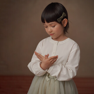 Haqi children's clothing children's spring clothing 2026 new tops simple high-grade cotton and linen lyocell shirt girls white shirt girls white 110