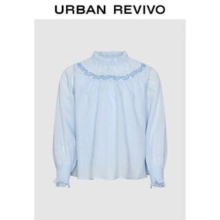 Ur2026 spring new children's clothing girls urban pleated printed striped blouse shirt ugu260002 light blue striped 120