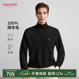 Hechter turtleneck wool sweater comfortable pullover autumn and winter warm men's tops everyday versatile bottoming shirt france black - hot selling color xl