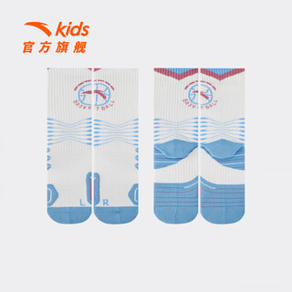Anta children's socks for boys and girls 2026 summer new style breathable fashionable mid-length socks sports basketball socks white/blue-2 1 pair 9-12 years old