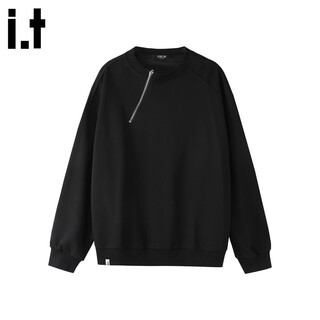 Five cm american half-zip sweatshirt men's spring design bottoming long-sleeved t-shirt high street versatile round neck loose top black l