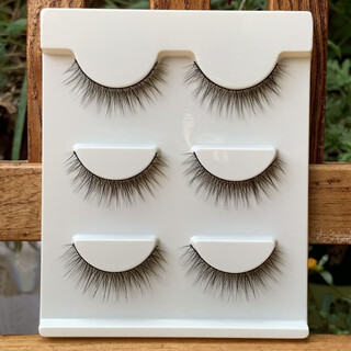 Hanbel 3d false eyelashes, natural nude makeup, sharpened internet celebrity upper eye hair, thick and thick, short, plain false eyelashes, eyelash simulation y-08 (natural point) 3 pairs - free small glue