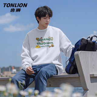 Tonlion spring and autumn sweatshirt men's new style simple loose and versatile round neck long-sleeved t-shirt american trendy casual couple top