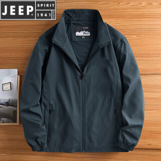 Jeep spirit american workwear jacket men's spring and autumn stand-up collar jacket windproof and waterproof soft shell jacket men's outdoor sports top dark green m