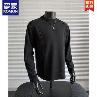 Romon autumn heavyweight pure cotton 360g american deconstructed sweatshirt men's trendy brand cleanfit handsome long-sleeved high-end top black heavyweight pure cotton 360g fabric m (90-120jin jin equals 0.5kg)