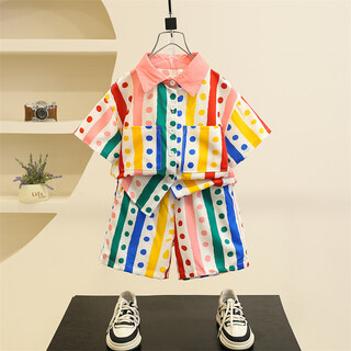 Ultraman boys' beach resort style summer suit for children and babies, fashionable short-sleeved shirt and beach shorts two-piece set 90 cm